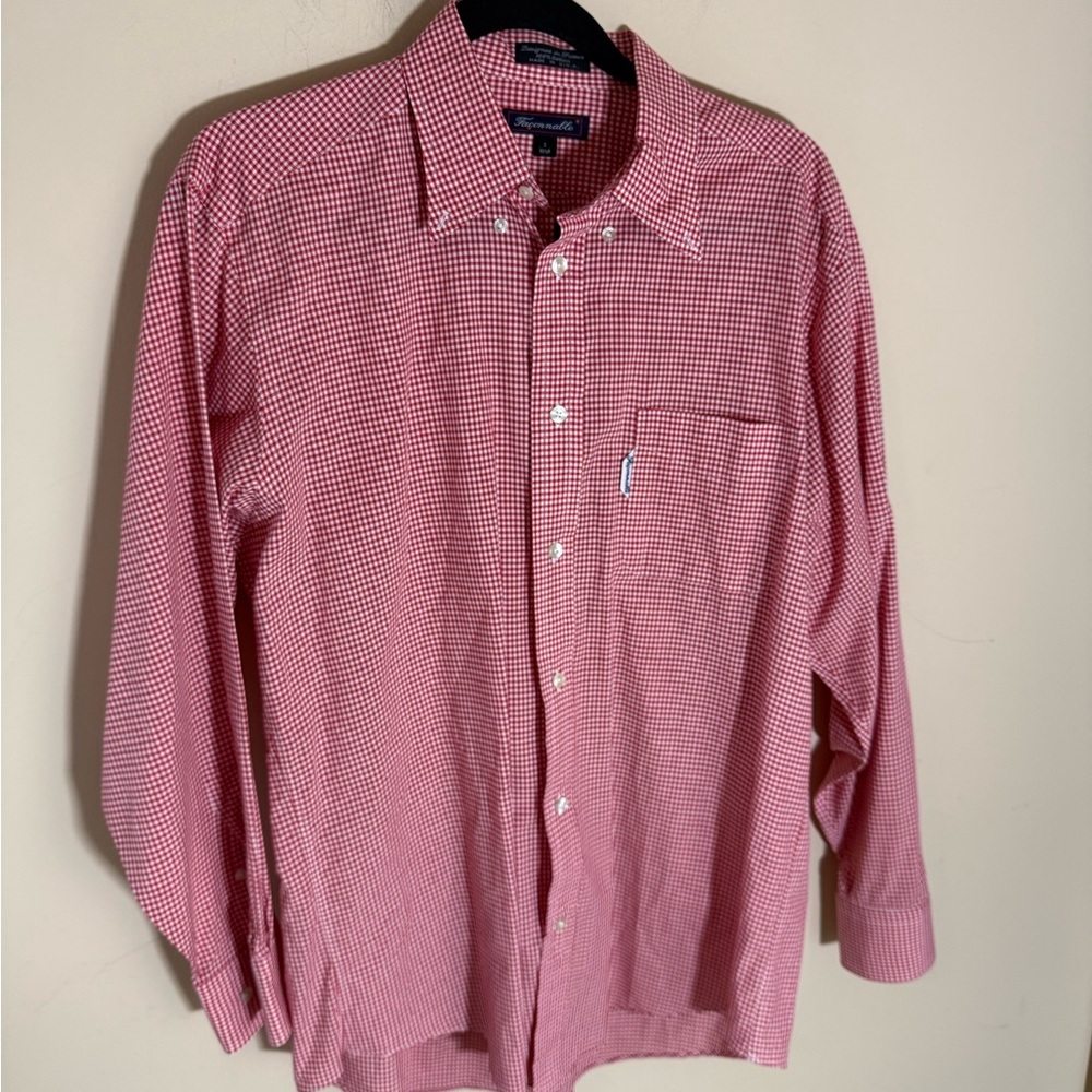 Facconable Red Gingham Cotton Button Down Shirt D… - image 1